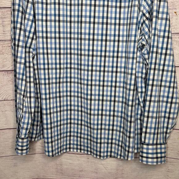 Untuck It Long Sleeve Blue Plaid Gingham Button Down Shirt Size XXXLC - Picture 5 of 11